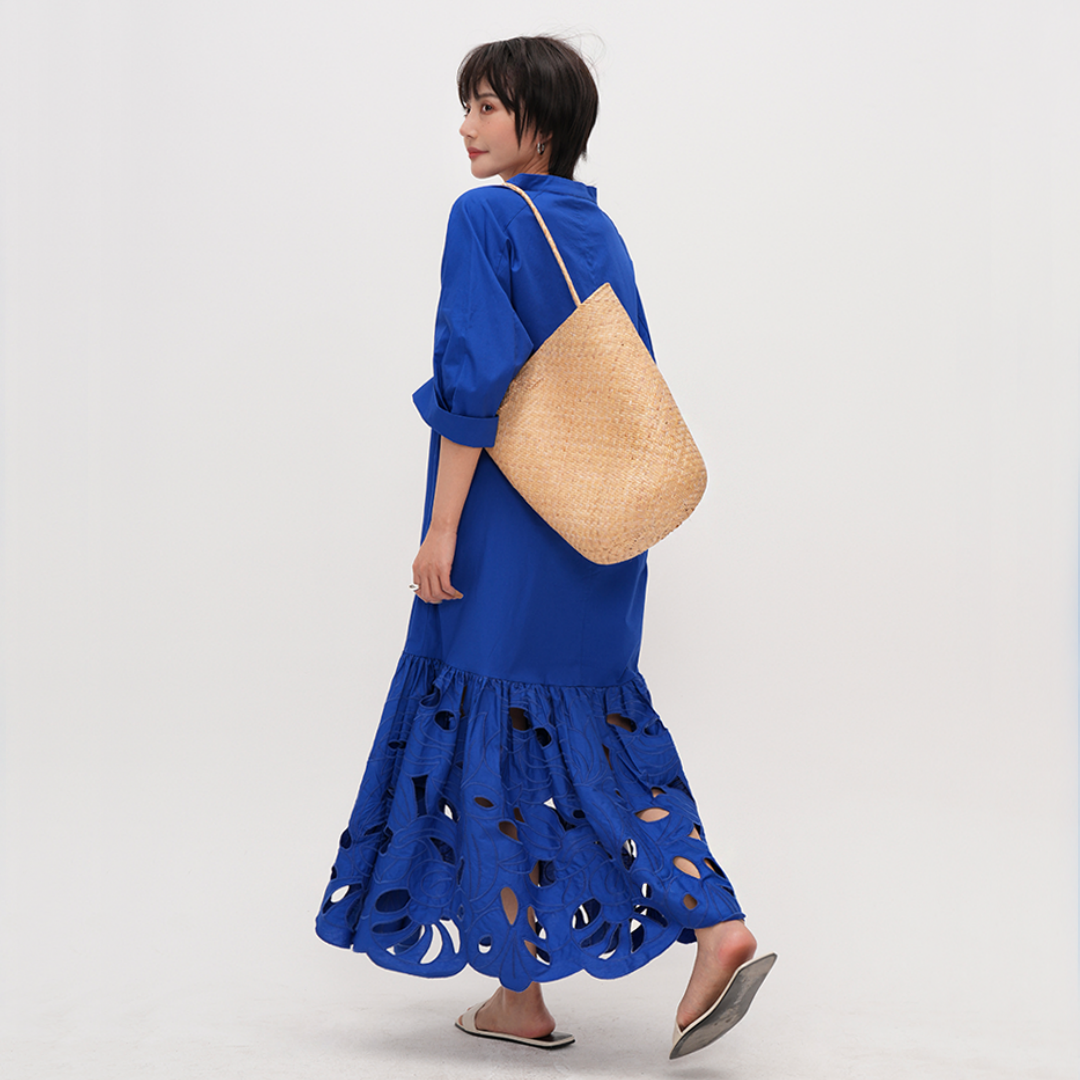 🛍️ 予約殺到！【ワンピース】 【7~15日内発送】透かし彫り カジュアル フィッシュテイルスカート 半袖 ワンピース【JZシリーズ】