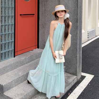 【ワンピース】フレンチスウィート バカンス風 ロマンティックな気質 ノースリーブワンピース