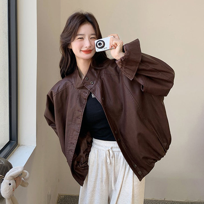 【アウター】ミラードコーヒー PUレザージャケット 高級感あふれるストリートスタイル バイカージャケット【JZシリーズ】