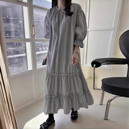 【24AW】【ワンピース】韓国風 chic 若見え ゆったり 合わせやすい 長袖ワンピース