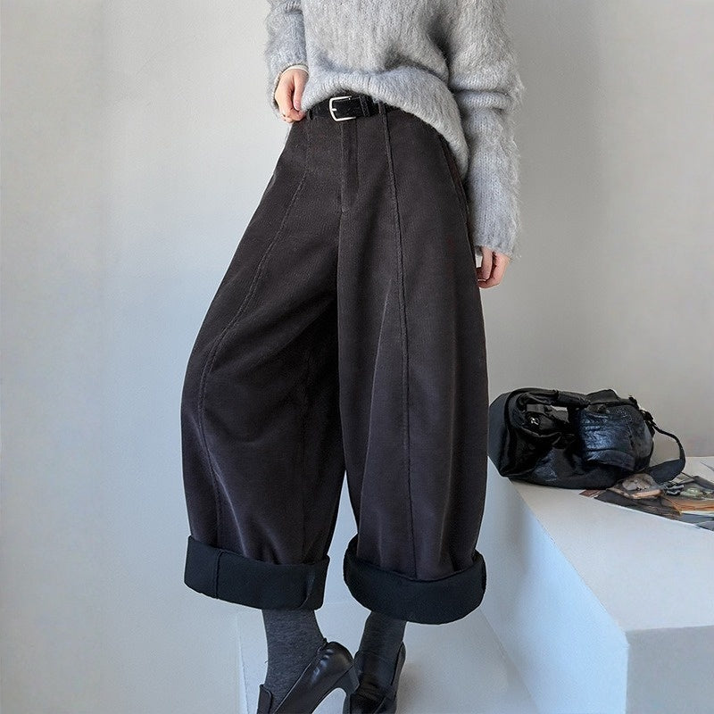 【ボトムス】コーデュロイ 上品見え トレンド感 ゆったり パンツ 【JZシリーズ】