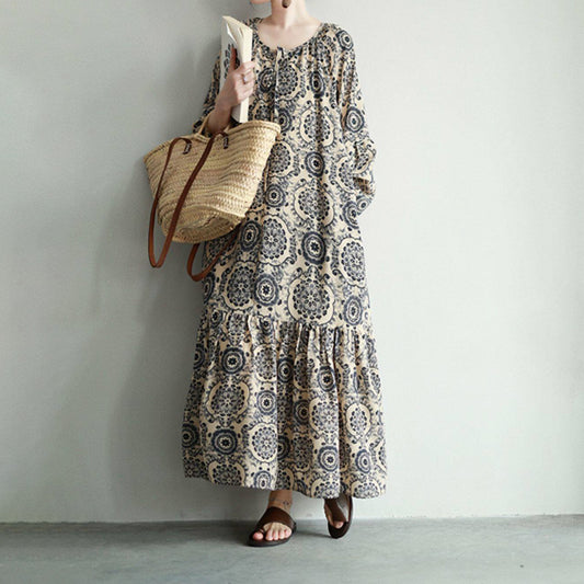 【ワンピース】フレンチ風 レトロ 小花柄 バルーンスリーブ ワンピース レディース Vネック リボン付き 長袖 フレアロングワンピース ゆったり 細見え
【SHシリーズ】