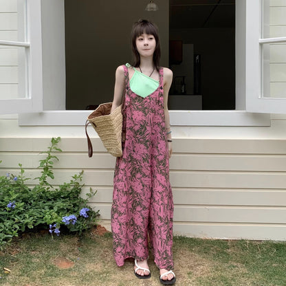 【ボトムス】夏新作 ゆったりカジュアル ラフ Vネック オールインワン【SHシリーズ】