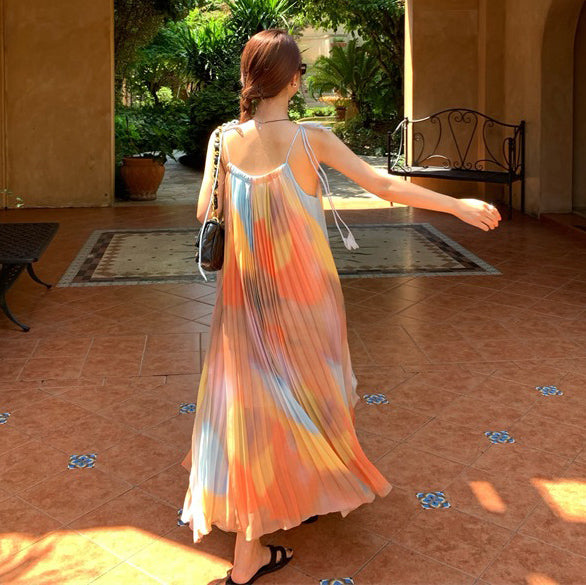 【ワンピース】海辺リゾート 夏 ゆったり ノースリーブワンピース【SHシリーズ】