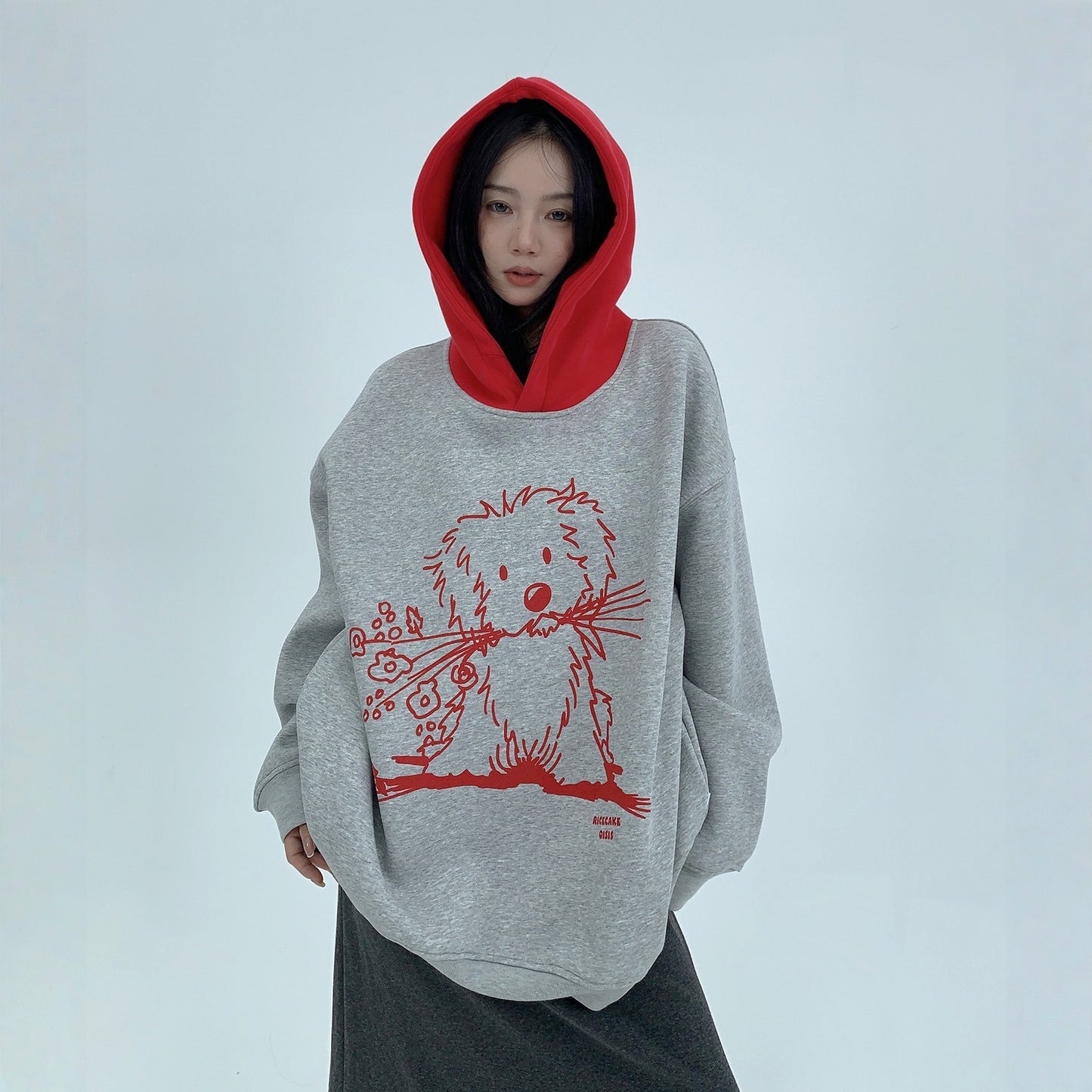 【トップス】裏起毛 春 秋 冬 カートゥーン レトロ フード付き パーカー 【FCシリーズ】