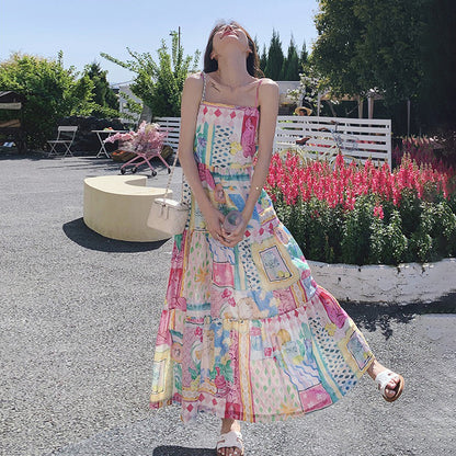 【ワンピース】夏新作 ドーパミンカラー キャミワンピース 少女感たっぷり ノースリーブワンピース【SHシリーズ】