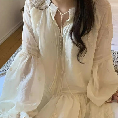 【ワンピース】春 秋 冬 刺繍  キュート フレアスリーブ ワンピース 【JZシリーズ】