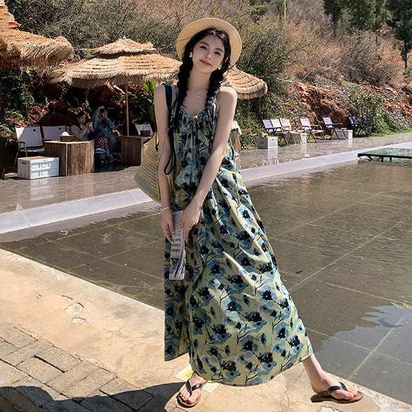 【ワンピース】ビーチリゾート風 夏 高級感 独特なエレガンス ノースリーブワンピース【SHシリーズ】