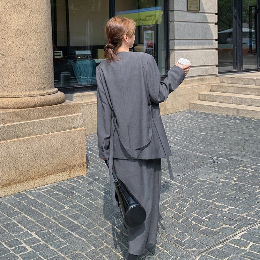 2点セット！【セットアップ】春秋にぴったりの通勤コーデ テーラードジャケット＋キャミワンピース 2点セット【JZシリーズ】【SNシリーズ】