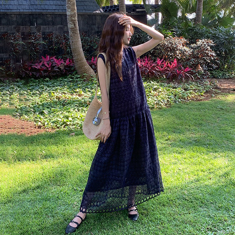 【ワンピース】夏新作 バカンス風 フレンチスタイル ノースリーブワンピース