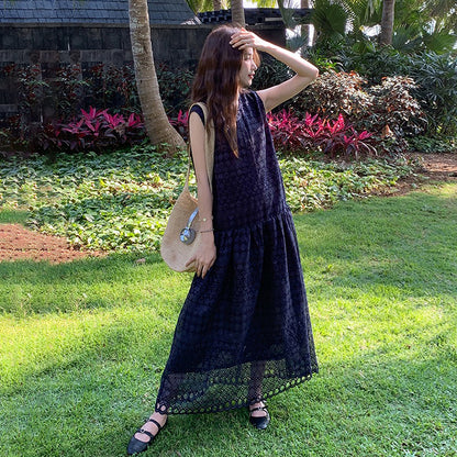 【ワンピース】夏新作 バカンス風 フレンチスタイル ノースリーブワンピース