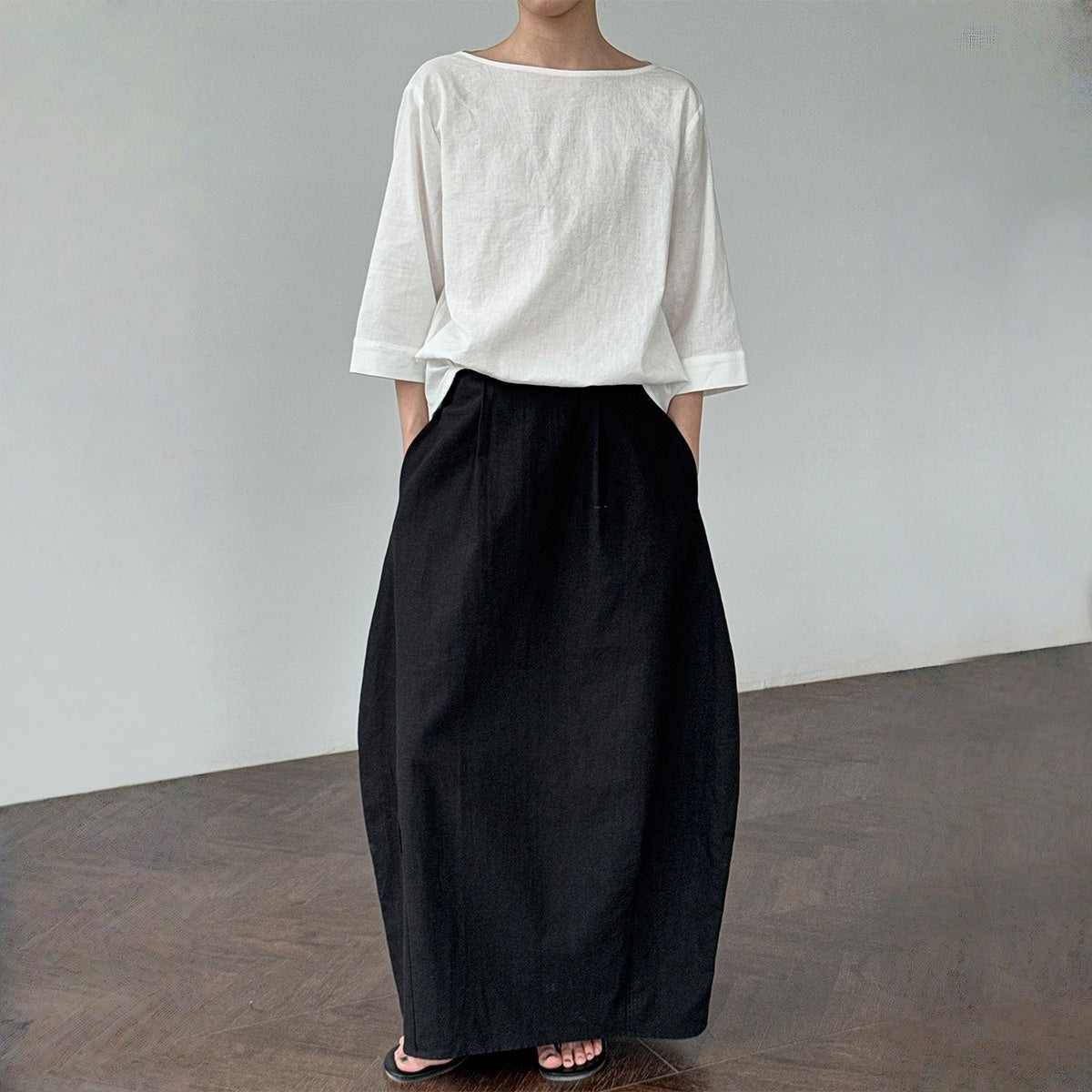 【ボトムス】夏 無地 エレガント バルーンスカート 【SNシリーズ】
