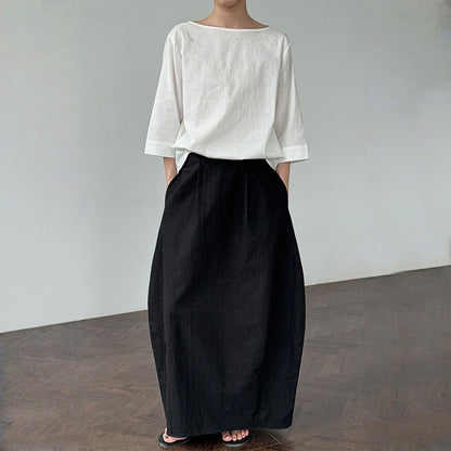 【ボトムス】夏 無地 エレガント バルーンスカート 【SNシリーズ】