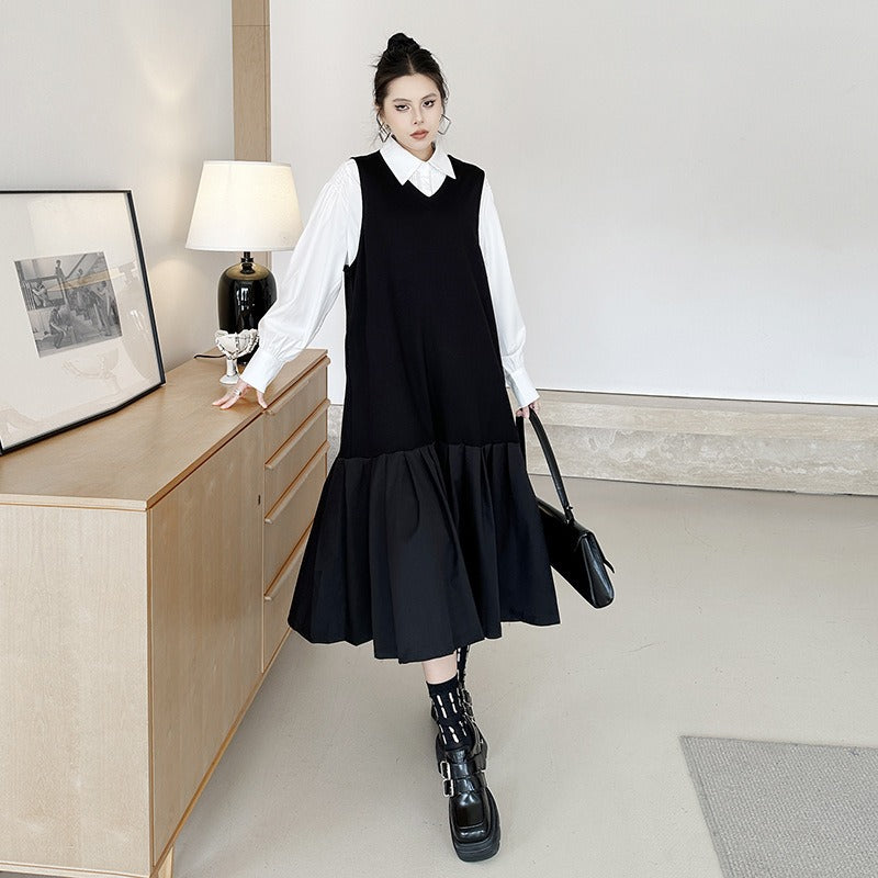 【ワンピース】春 秋 冬 Vネック 重ね着 ノースリーブ ワンピース 【AHシリーズ】