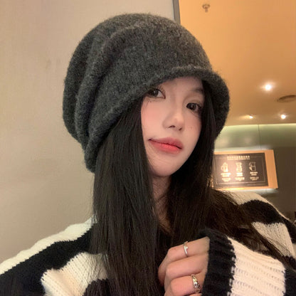 【グッズ】ロールアップニット帽 秋冬 小顔見え ハット