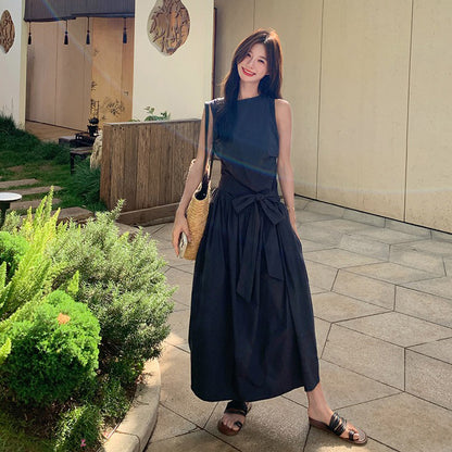 【ワンピース】夏 フレンチ風エレガント 通勤＆デイリー兼用 ノースリーブバルーンワンピース【JZシリーズ】【SNシリーズ】