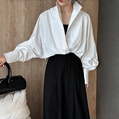 [上衣] 春秋款V領時尚蝙蝠袖襯衫[SN系列]