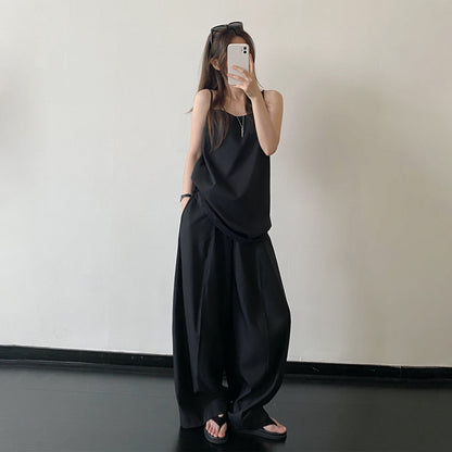 【セットアップ】【単品注文】レーストリム ベアトップ キャミソール＋ワイドパンツ 上下セット ハイウエスト きれいめ 上品 春夏【FCシリーズ】