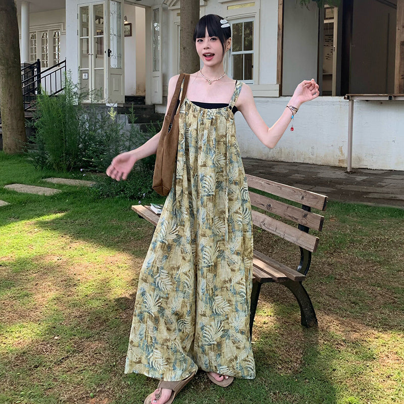 復古風吊帶闊腿連身褲｜夏季寬鬆顯瘦連體褲｜休閒百搭氣質款【SH系列】