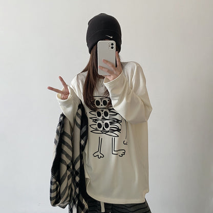 【トップス】カートゥーンプリント ルーズフィット デザイン性 インナー Ｔシャツ【FCシリーズ】