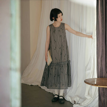 【ワンピース】夏 和風刺繍 ノースリーブワンピース 【SHシリーズ】