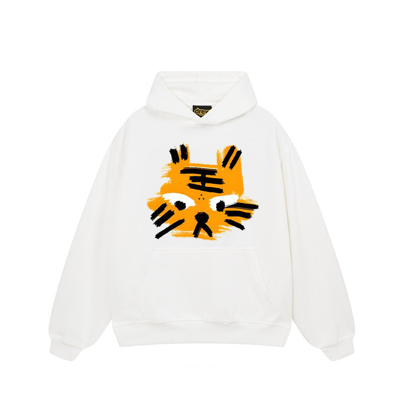 【トップス】🐱ストリートタイガーヘッドプリント裏起毛パーカー ユニセックス ペアルック 秋冬 オーバーサイズ【FCシリーズ】