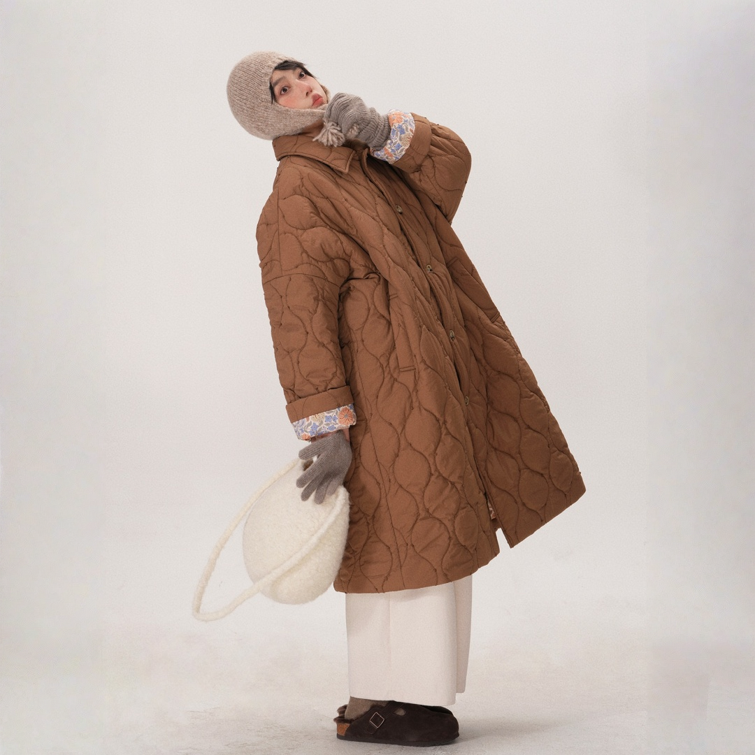 【アウター】クリブラウン 春 秋 冬 厚手 シングルボタン 中綿コート 【JZシリーズ】