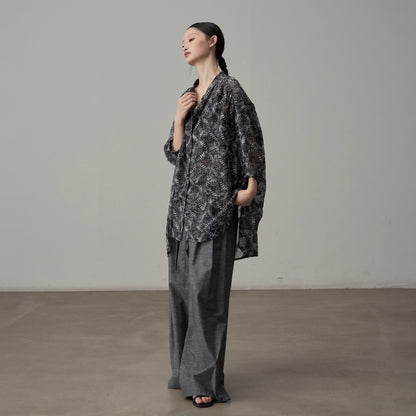 【アウター】ヴィンテージ リゾート風 ゆったり シルエット スリム見え 花柄 長袖 カーディガン レディース UVカット【SHシリーズ】