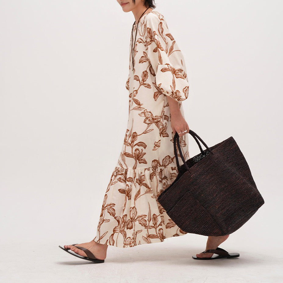 【ワンピース】長袖 ゆったりワンピース 夏用 薄手 ロングドレス 大きいサイズ ビーチリゾートスタイル【SHシリーズ】【JZシリーズ】