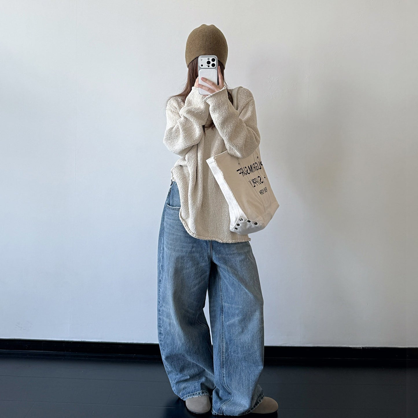 【ボトムス】ヴィンテージウォッシュデニム レディース バックウエスト調整 ワイドパンツ カジュアルジーンズ【FCシリーズ】
