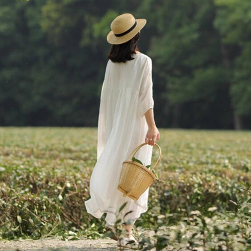 【ワンピース】ダブルレイヤーワンピース 長袖 ロングドレス 軽量 通気性抜群 フェミニン ゆったりシルエット お出かけ用【JZシリーズ】