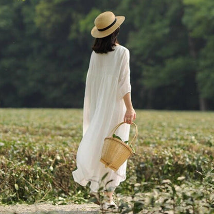 【ワンピース】ダブルレイヤーワンピース 長袖 ロングドレス 軽量 通気性抜群 フェミニン ゆったりシルエット お出かけ用【JZシリーズ】