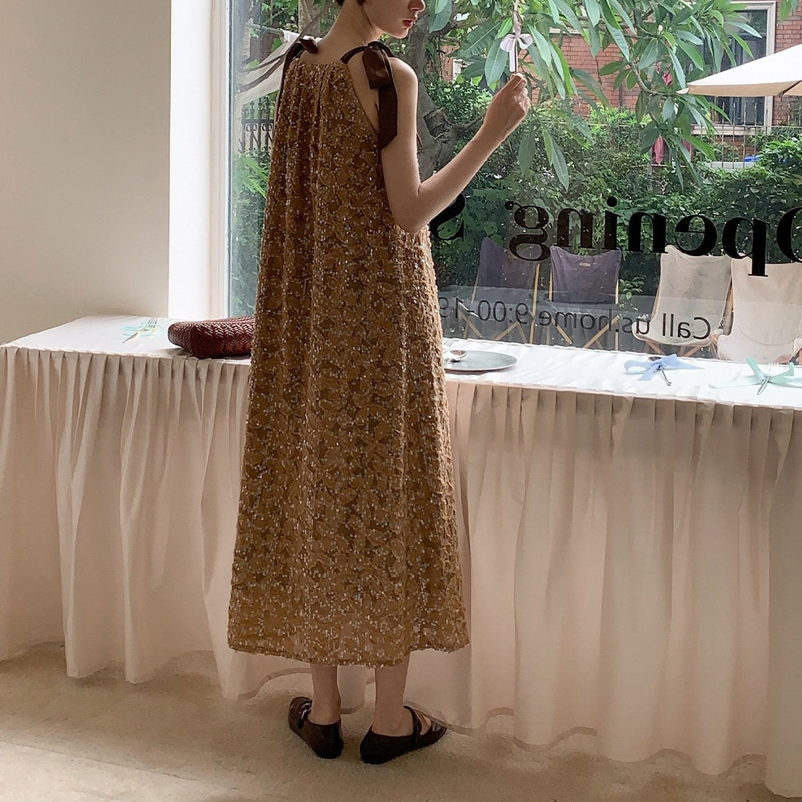 【ワンピース】夏 金箔風 テクスチャ感 スパンコール キャミワンピース  【SHシリーズ】