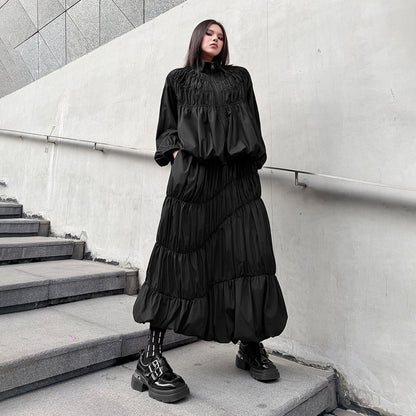 【セットアップ】【単品注文】日系ダークスタイル プリーツ ジャケット＋スカート 春新作 ゆったり 上下セット【AHシリーズ】