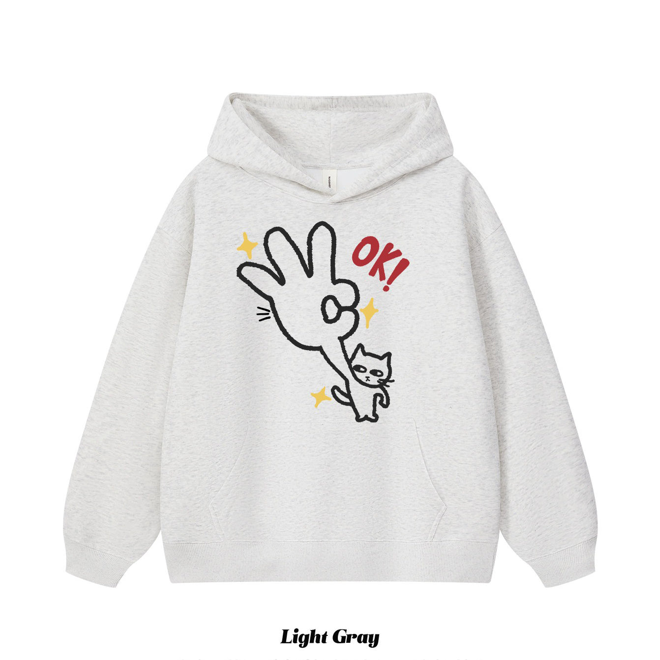 4カラー | S~3XL【トップス】ユニーク猫プリント 手描き風 フード付きスウェット 春秋 ペアOK ルーズ ユニセックス ルーズ パーカー【FCシリーズ】