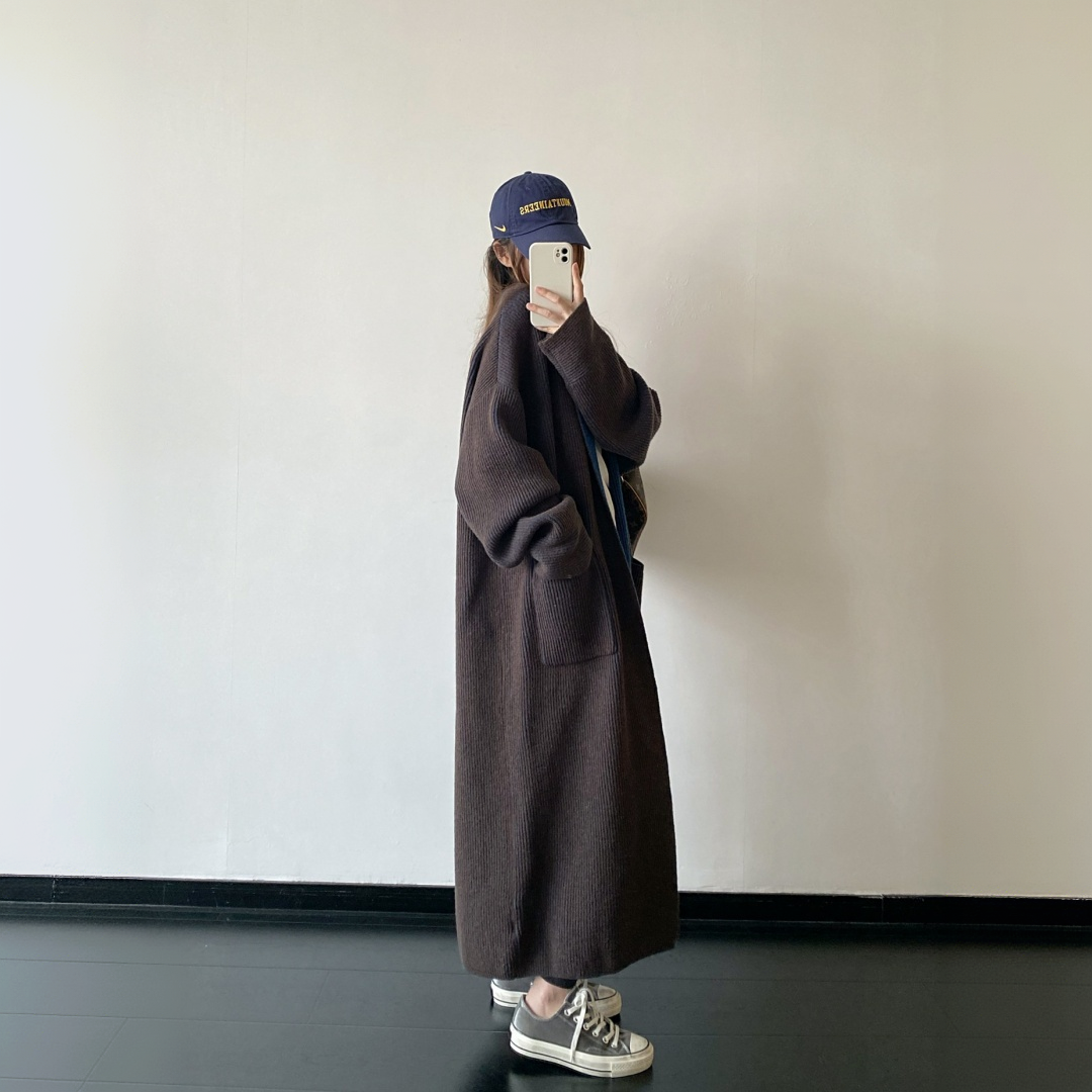 【アウター】ルーズ感 ロング丈 リラックス感 ニット コート 【FCシリーズ】