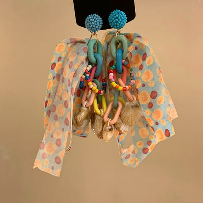 【🎁 B2G1｜先行スタート！】【グッズ】夏新作 個性派 ビーズ刺繍ピアス 海辺リゾート風 ユニークデザイン イヤリング