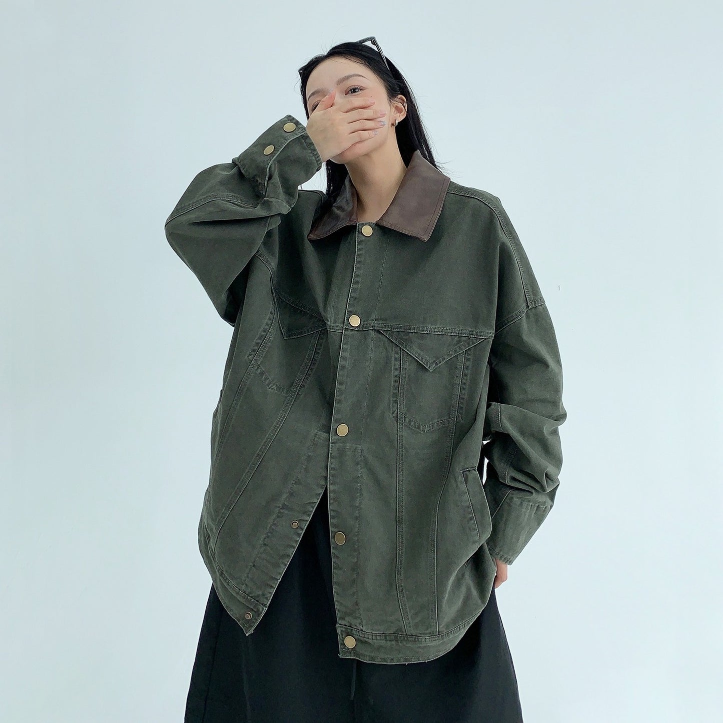 【アウター】春 秋 バーン風 ユーズド加工 リラックスフィット ジャケット 【FCシリーズ】