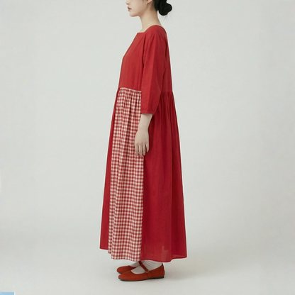 【ワンピース】切り替え 切り替え レトロ フレア 長袖 ワンピース 【JZシリーズ】