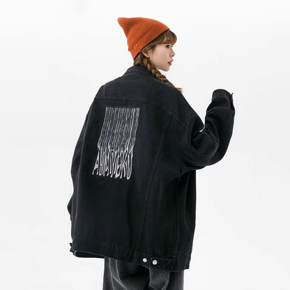 【アウター】アメリカンレトロ ワーク風 デニム 男女兼用 ジャケット レディース ゆったり 英字プリント カジュアル 2026春新作 【FCシリーズ】