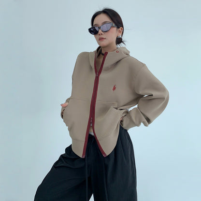 【アウター】春 秋 冬 バイカラー ジッパー スリム フード付き ジャケット 【FCシリーズ】