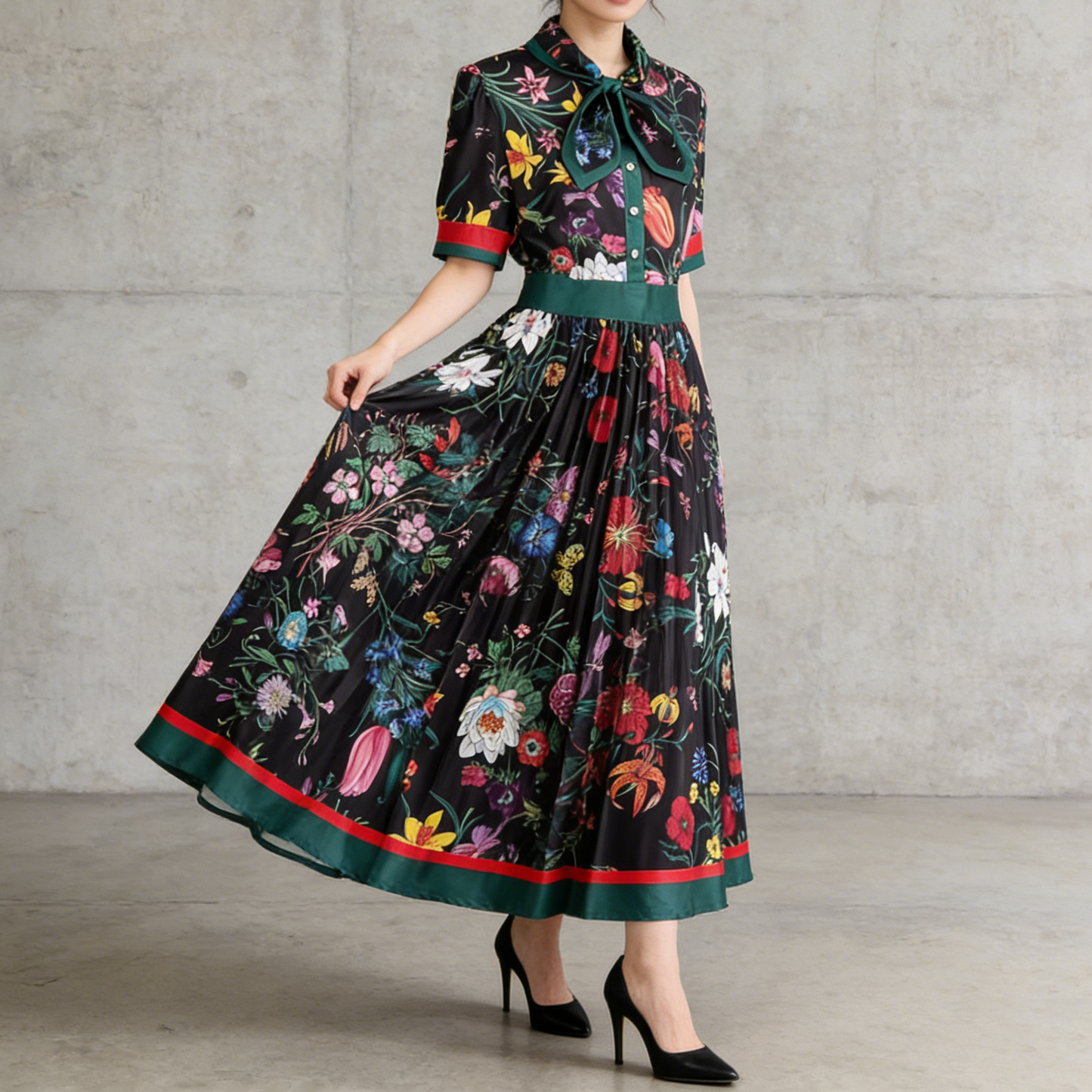 【ワンピース】夏新作 フレンチレトロ 人気半袖モデル リボン付き ウエストマーク 百褶 花柄 シフォン ワンピース レディース
【SHシリーズ】