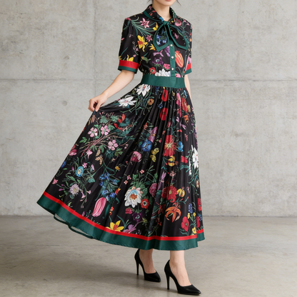 【ワンピース】夏新作 フレンチレトロ 人気半袖モデル リボン付き ウエストマーク 百褶 花柄 シフォン ワンピース レディース
【SHシリーズ】