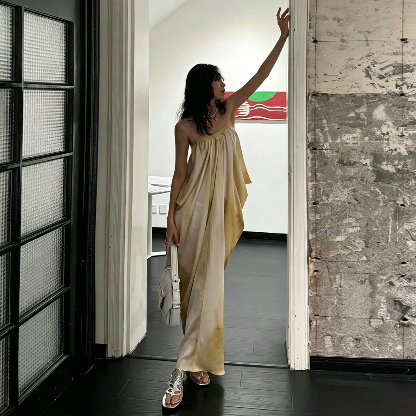 【ワンピース】タイダイ ノースリーブ  ロングワンピース アシンメトリー キャミワンピース リゾート レディース【SHシリーズ】