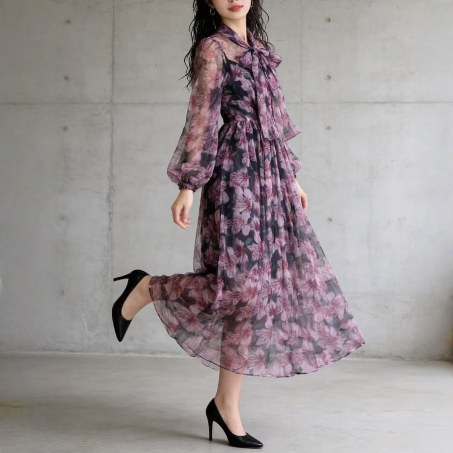 【ワンピース】エレガント 軽やか シフォン フェミニン リゾートワンピース 【SHシリーズ】