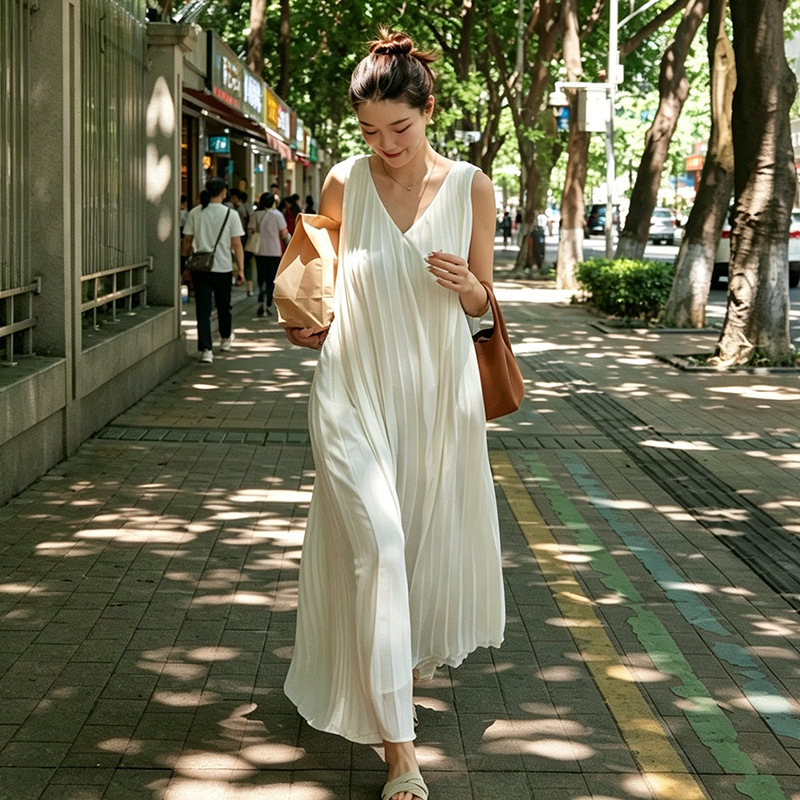 【ワンピース】シフォン Vネック プリーツ ノースリーブ ロングワンピース レディース 夏 立体プリーツ フェミニン きれいめ リゾート风
【JZシリーズ】