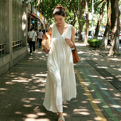 【ワンピース】シフォン Vネック プリーツ ノースリーブ ロングワンピース レディース 夏 立体プリーツ フェミニン きれいめ リゾート风
【JZシリーズ】