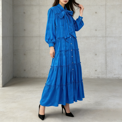 【ワンピース】プリントVネック お腹周りカバー フリル 長袖 ワンピース 【SHシリーズ】