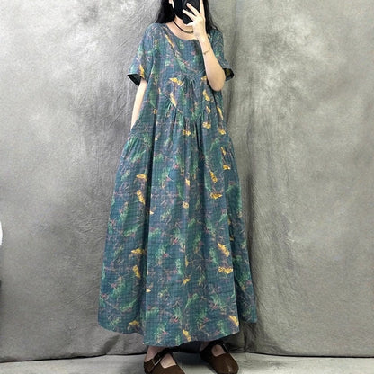 期間限定⭐️60%OFF【ワンピース】プリント コットンリネン オシャレで上品 半袖 ワンピース 【SHシリーズ】