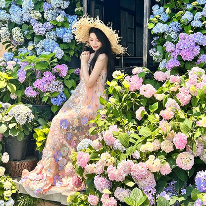 【ワンピース】花モチーフワンピース レディース ノースリーブ シアーデザイン 旅行 リゾートスタイル【SHシリーズ】